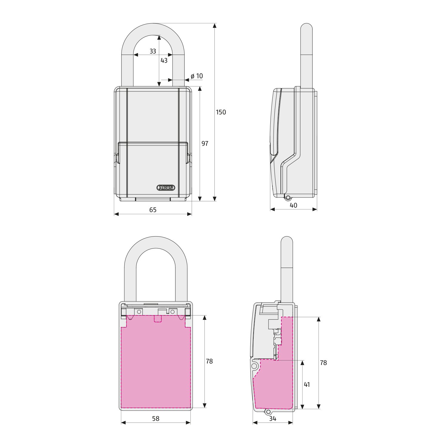 ABUS KeyGarage 737 Mini - Cassetta per Chiavi con Archetto per il Fissaggio - per Fino a 8 Chiavi o Piccoli Oggetti di Valore - Nero-Argento