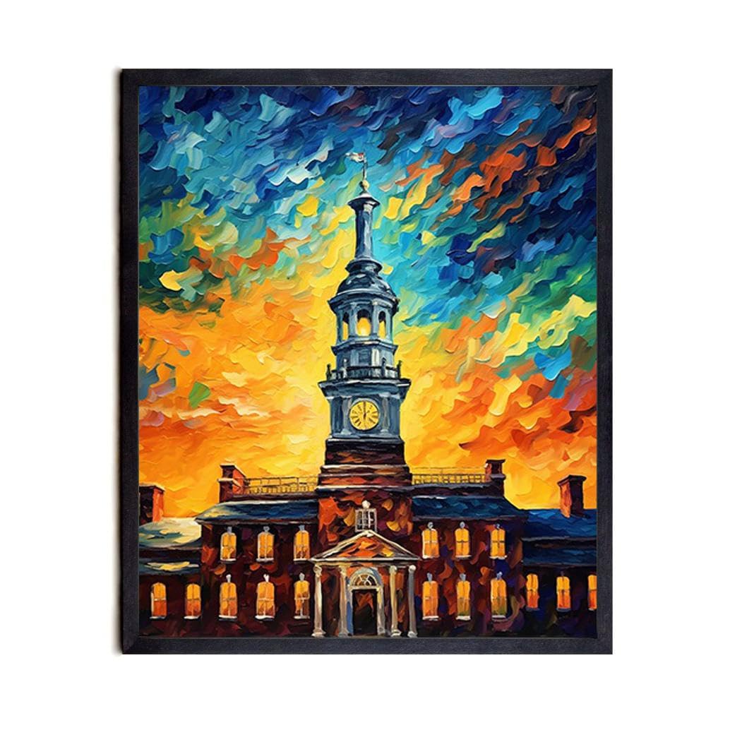 Bestbuddy Pet 11X14 Unframed Starry Night Van Gogh Inspired Independence Hall Historical Landmark Philadelphia US History Tour Family Oil Painting Art Print Poster Wall Decor AP120