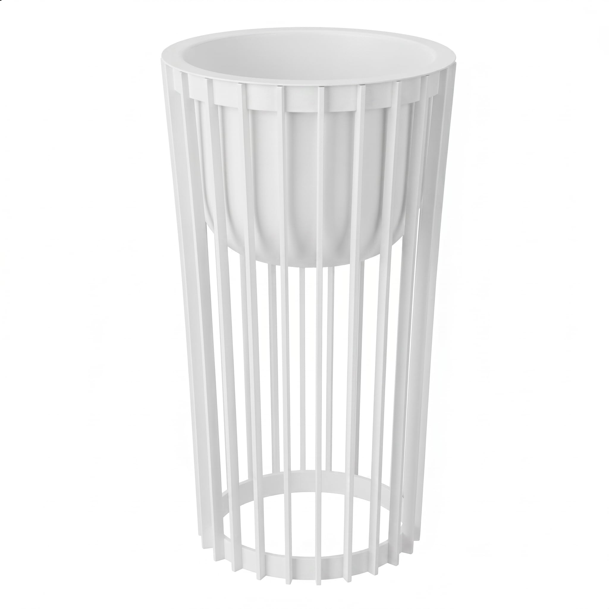 SPARKLE PLANTS Modern Slatted Plant Pot Stand – Reversible 2-in-1 Indoor Outdoor Planter Holder with Insert or Shelf Option – 40cm / 54cm (Big White Stand + Big White Insert)