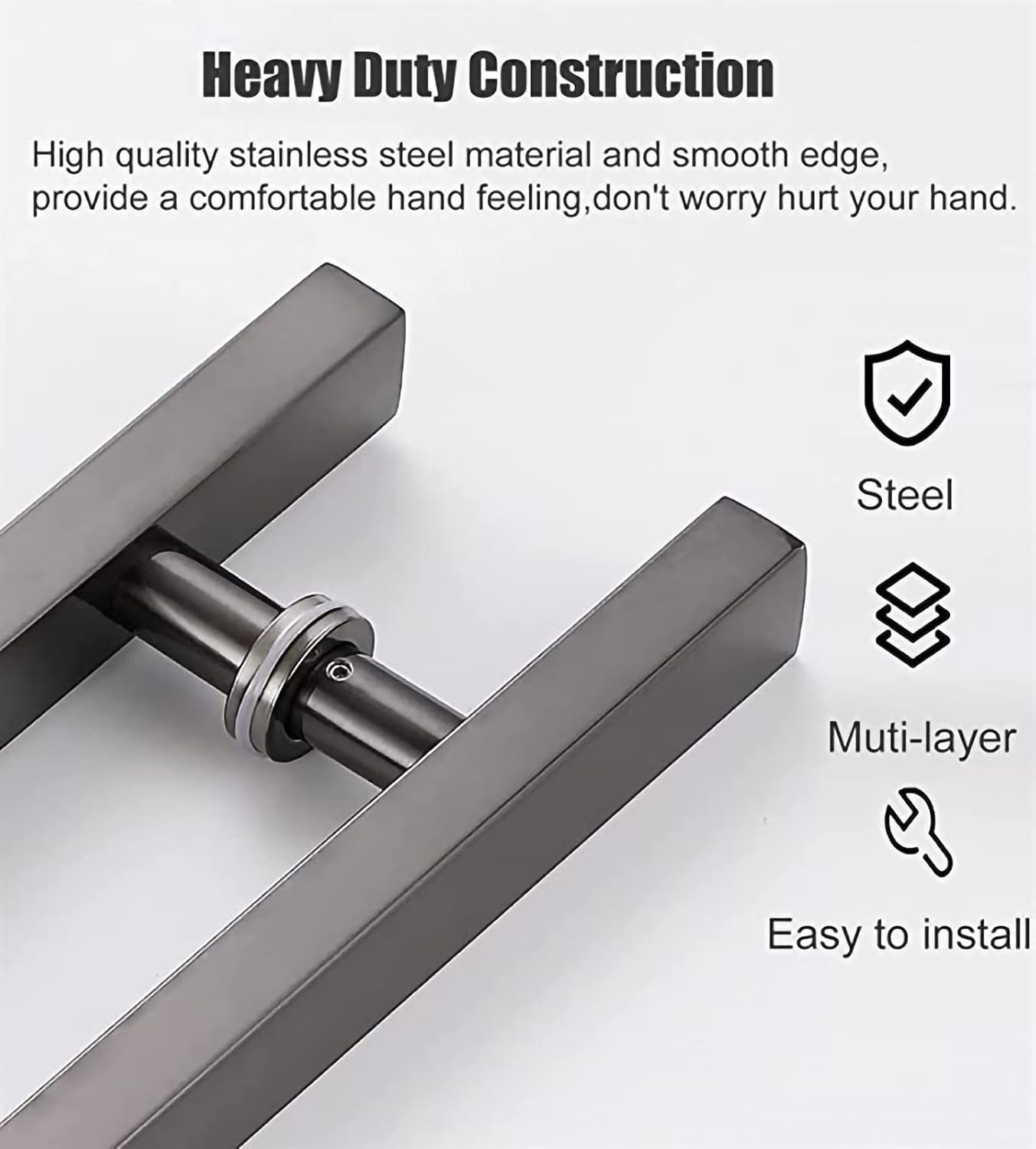 Modern Push Pull Bar Handle, Heavy Duty Commercial Grade Stainless Steel Push Modern Door Handle/Barn Door Handle/Door Handles,Fully Brushed Stainless Steel Finish,