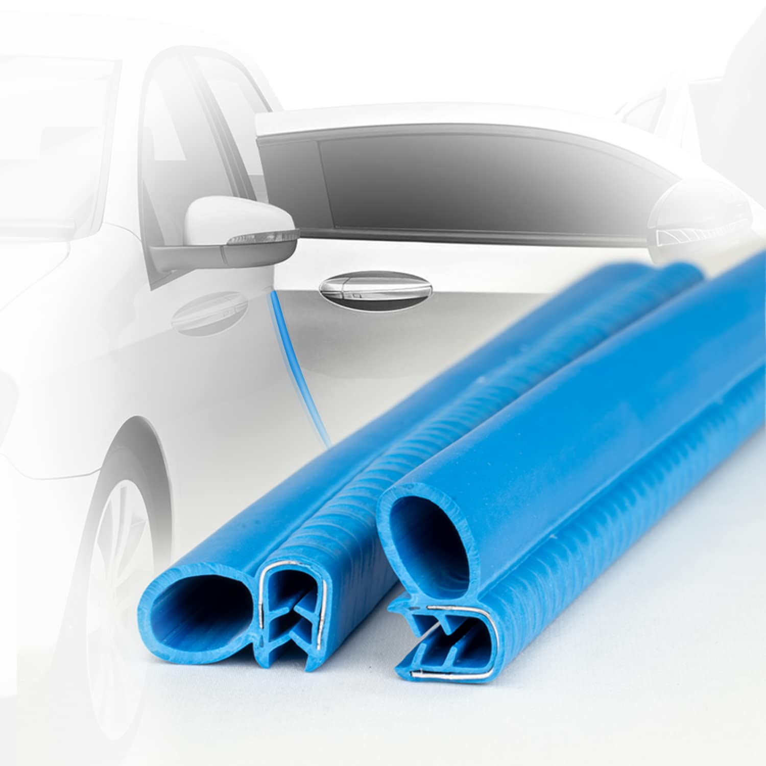 ROADPOWERCar Door Edge Guard Door Protector Rubber Clip Buffer | Door Edge Bumper Strip | U Shape Anti-Collision, Fits Most Cars (25CM x 2, Blue)