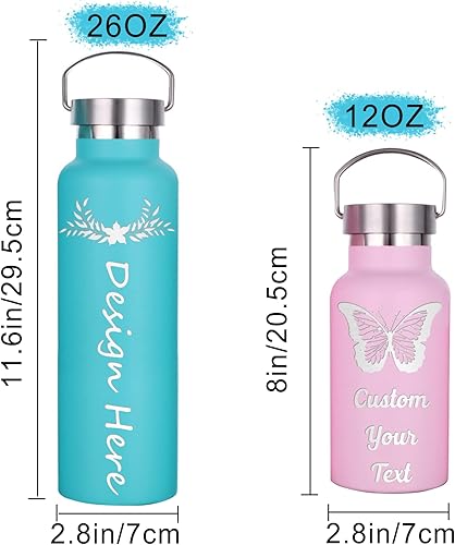 Miniatura 4 de Botellas de agua personalizadas aisladas con pajilla, botella de agua deportiva grabada personalizada con nombre, botella de agua de acero