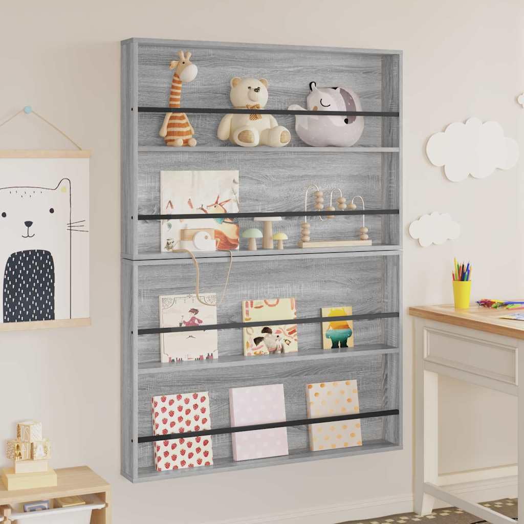Makastle Magazinregal Holzwerkstoff Graues Sonoma 100 x 12 x 70 cm 2er-Set