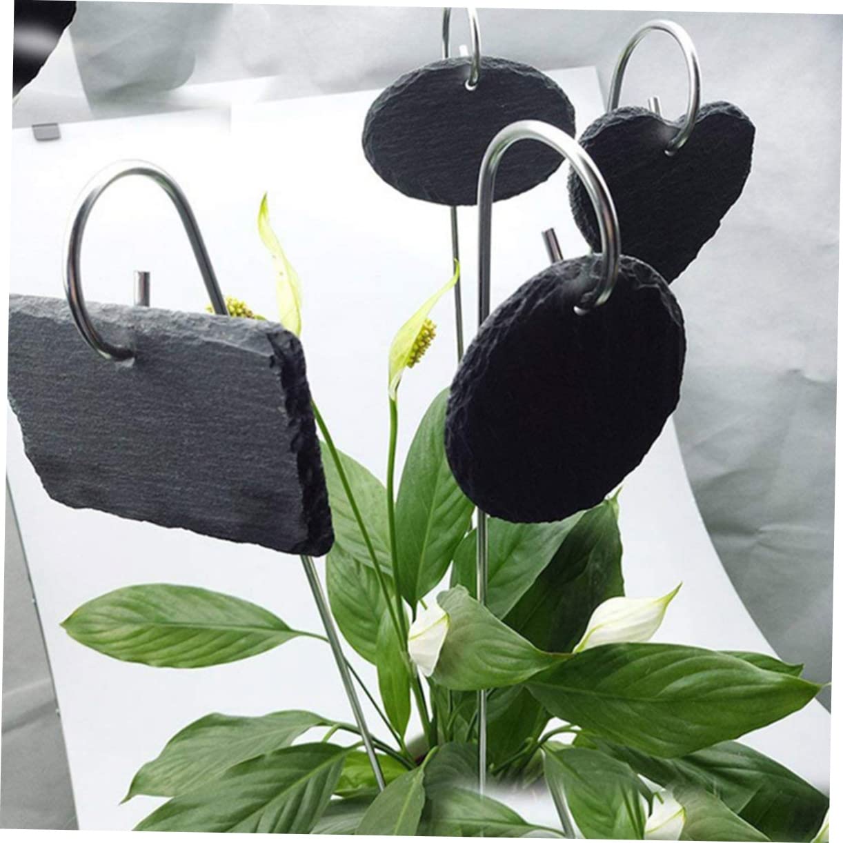 Etiqueta Colgante de Jardinería de Pizarra y Hierro 5 Piezas Negra