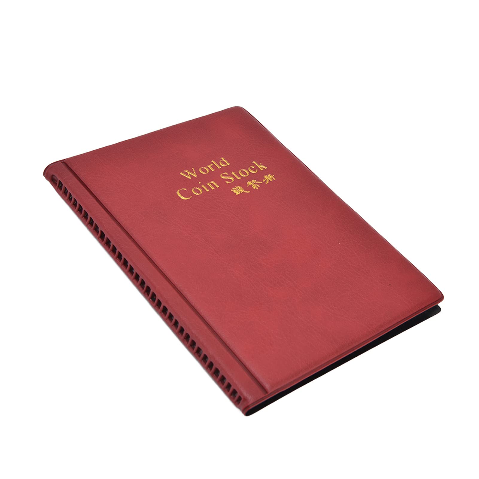 Coin Collecting Books, PVC Material Transparent Design PU Cover Coin Album 120 Pockets Highly Durable for Office for School for Home(red)-image-12