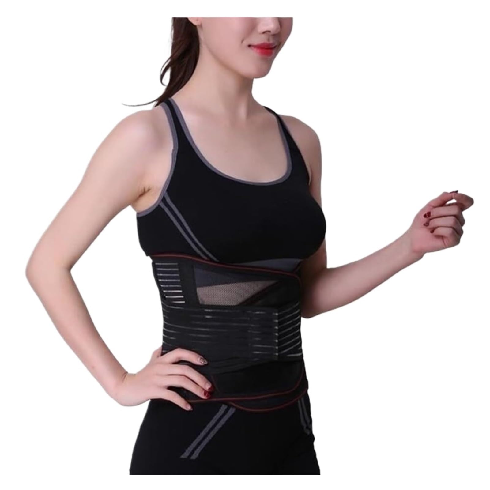 Ceinture Lombaire Réglables Ceinture De Soutien du Bas Dos À Double Traction Correcteur Posture Respirant Lombaire Réglable Travail Universel(Black,M)