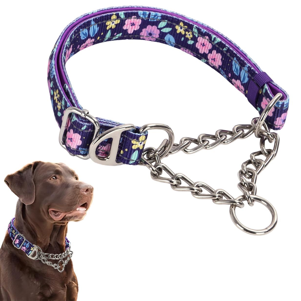 Martingale Collar for Dogs Reflective Nylon Dog Chain Collars Adjustable Heavy Duty Martingale Collar for Training Medium Large Breed Dogs