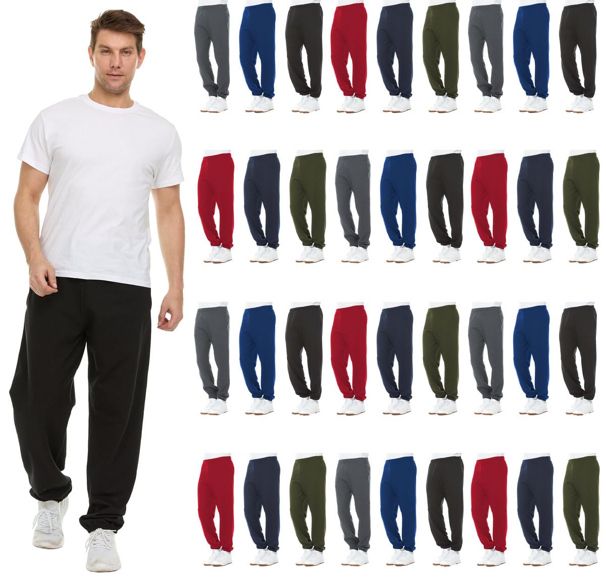 Yacht Smith 36 Pack of Wholesale Mens Jogger Sweatpants Homeless Shelter Donation Case Comfy Bulk Joggers for Men