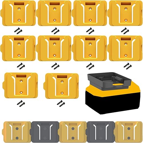 Soportes de batería para Dewalt 20V Mount Dock Fit para 20V 60V (sin batería), paquete de 10 soportes de base de batería para baterías DCB200 DCB203