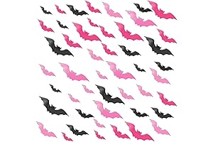 40 Pcs Pink Halloween Bats Wall Decor, 3D Bat Wall Stickers for Wall