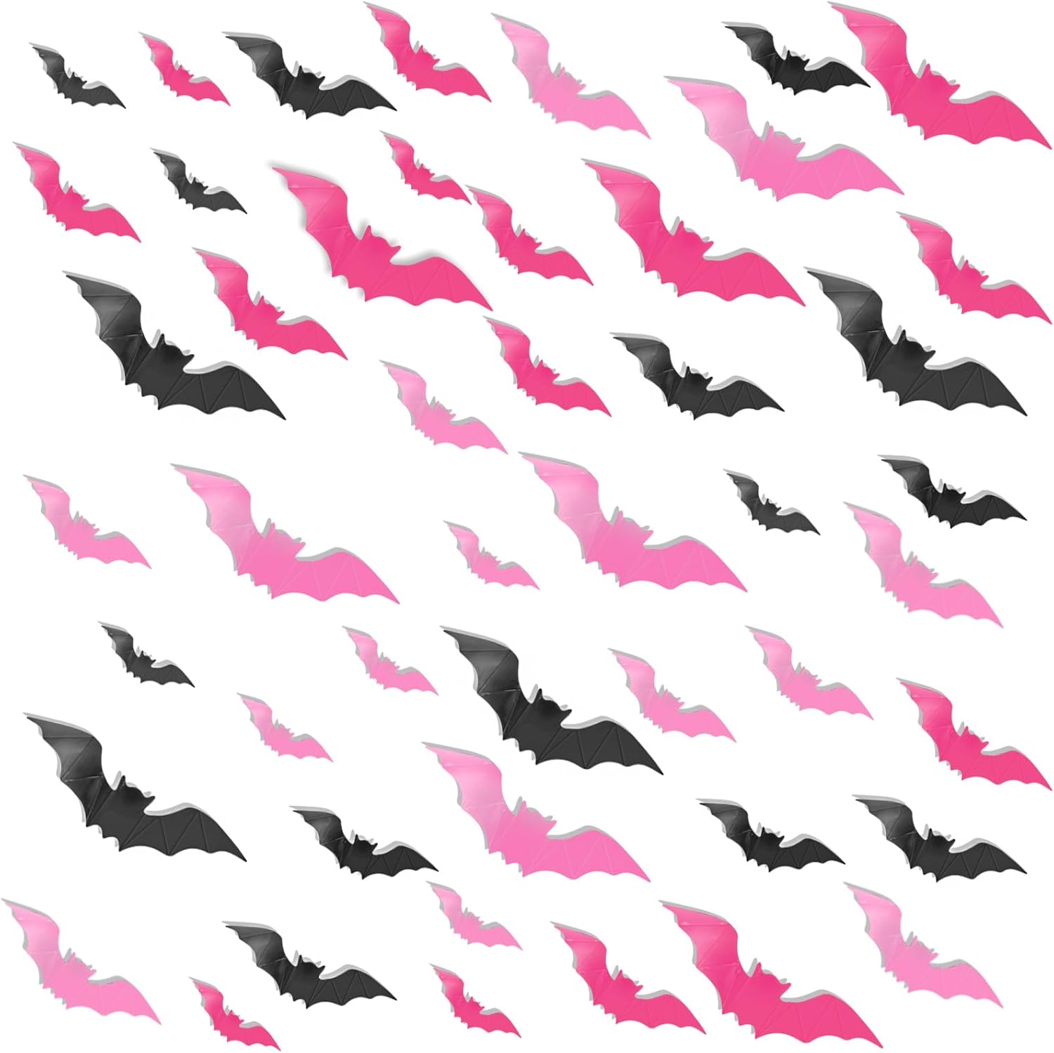 48Pcs Pink Halloween Bats Wall Decor, 3D Bats Halloween