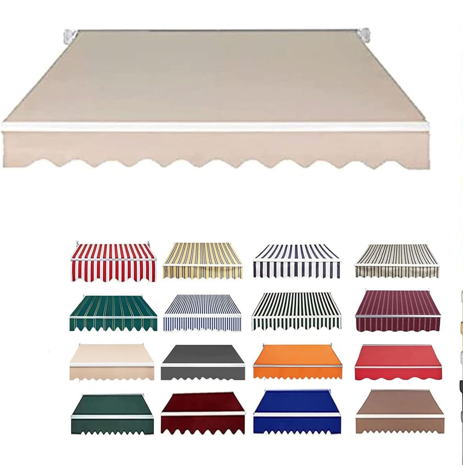Retractable Patio Awning Replacement Fabric, Water-Resistant Polyester Replacement Canvas For Awnings, Deck, Balcony, Yard,Awning Replacement Canopy,03,14.8x11.5FT/450x350CM