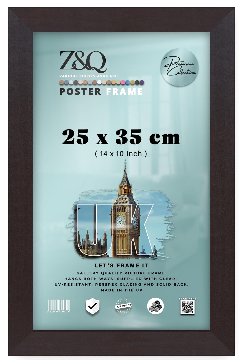 Z&Q - Strong MDF Wood (25 x 35 CM) Poster/Picture Frame | Home Décor 14 x 10 Inch Wall Gallery and Art [ Mahogany ]