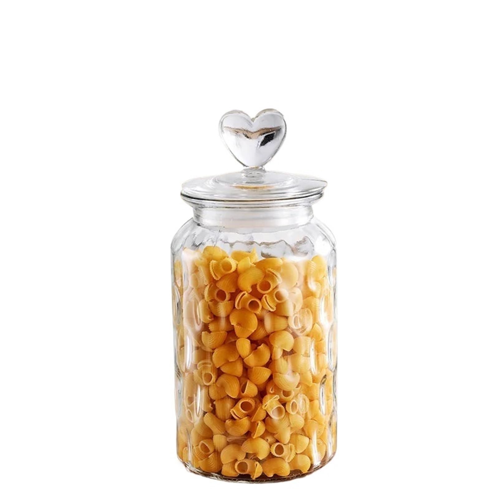 LSNNMU 2pcs Transparent Sealed Jar Glass Bottle Kitchen Storage Box Dried Fruit Miscellaneous Grain Snack Tea For Preserving(1350ML)