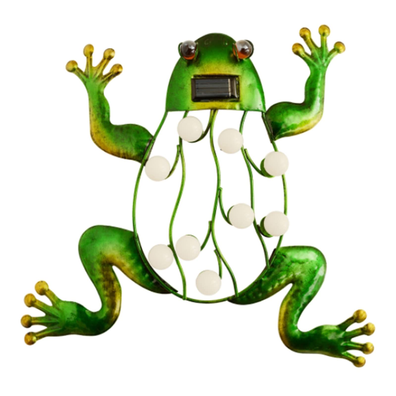QYLJZB Solar Metal Garden Wall Art Decorative, Frog Garden Decor with Solar Light Outdoor Fence Art Hanging Sculpture for Home Living Room Office Garden