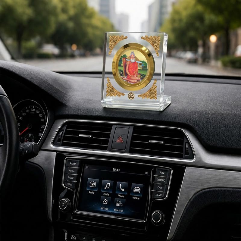 Image of DIVINITI 24K Gold Plated Religious Car Dashboard Frame | Premium God Idol Frame for Car, Home Mandir & Office Table | Spiritual Gift, Decorative Showpiece