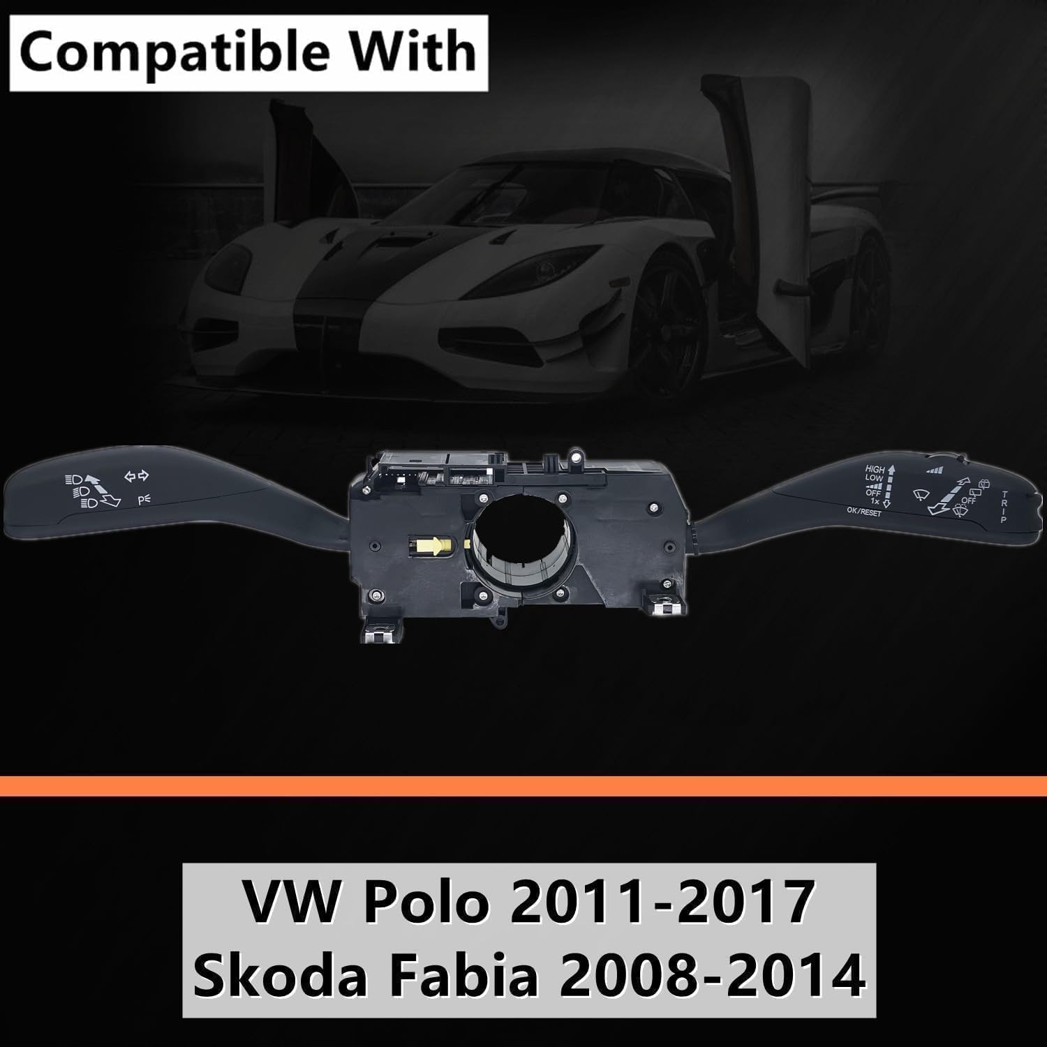 Interruttore del Piantone dello Sterzo Comando Devio Luci Tergicristallo per VW Polo 2011-2017 Skoda Fabia 2008-2014 6RD953503M