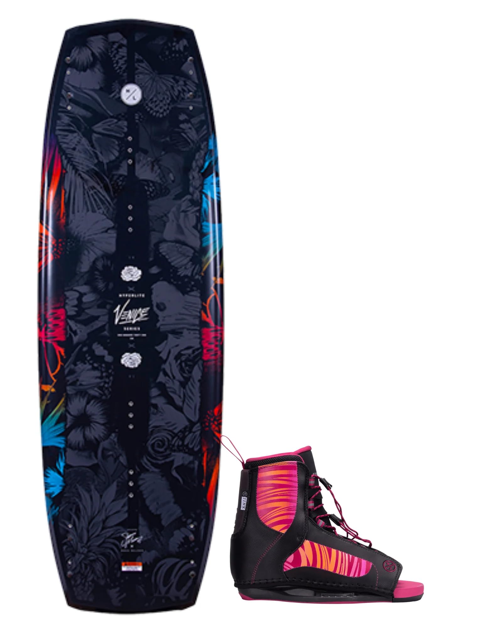 Hyperlite Venice Womens Wakeboard 136 W/Jinx Bindings Black/Red 136cm/(8-11)