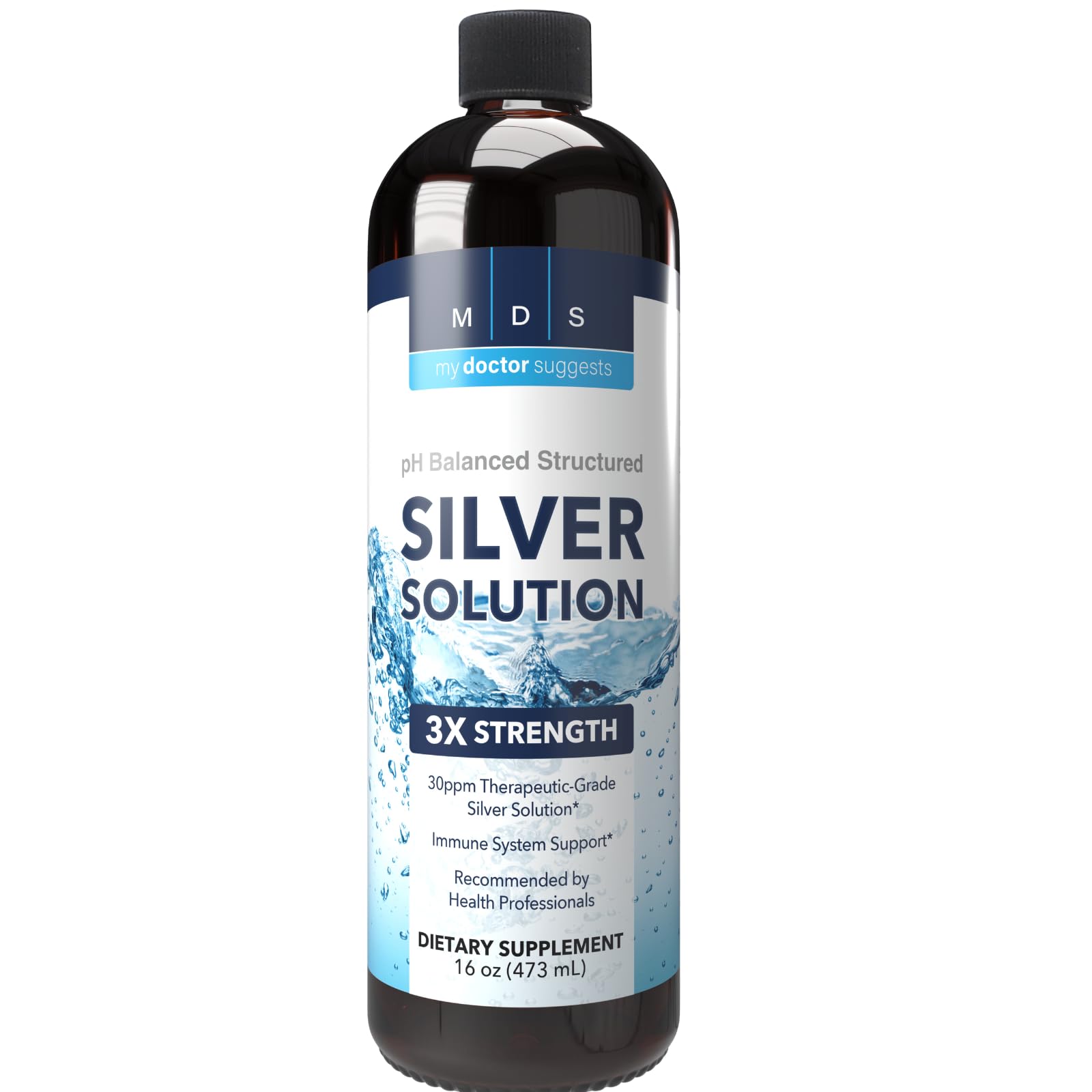 Alkaline Structured Silver Liquid Supplement 30ppm - Immune and Gut Health Support - Extra Strength Structured Colloidal Silver Mineral Supplements - Made in USA (16 oz)