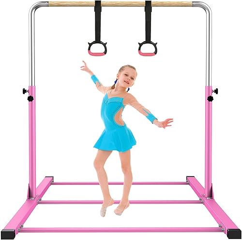 SHIWEI Barra de entrenamiento de gimnasia, altura ajustable, barra horizontal de 3 pies a 5 pies para niños SHIWEI Barra de entrenamiento de gimnasia, altura ajustable, barra horizontal de 3 pies a 5 pies para niños
