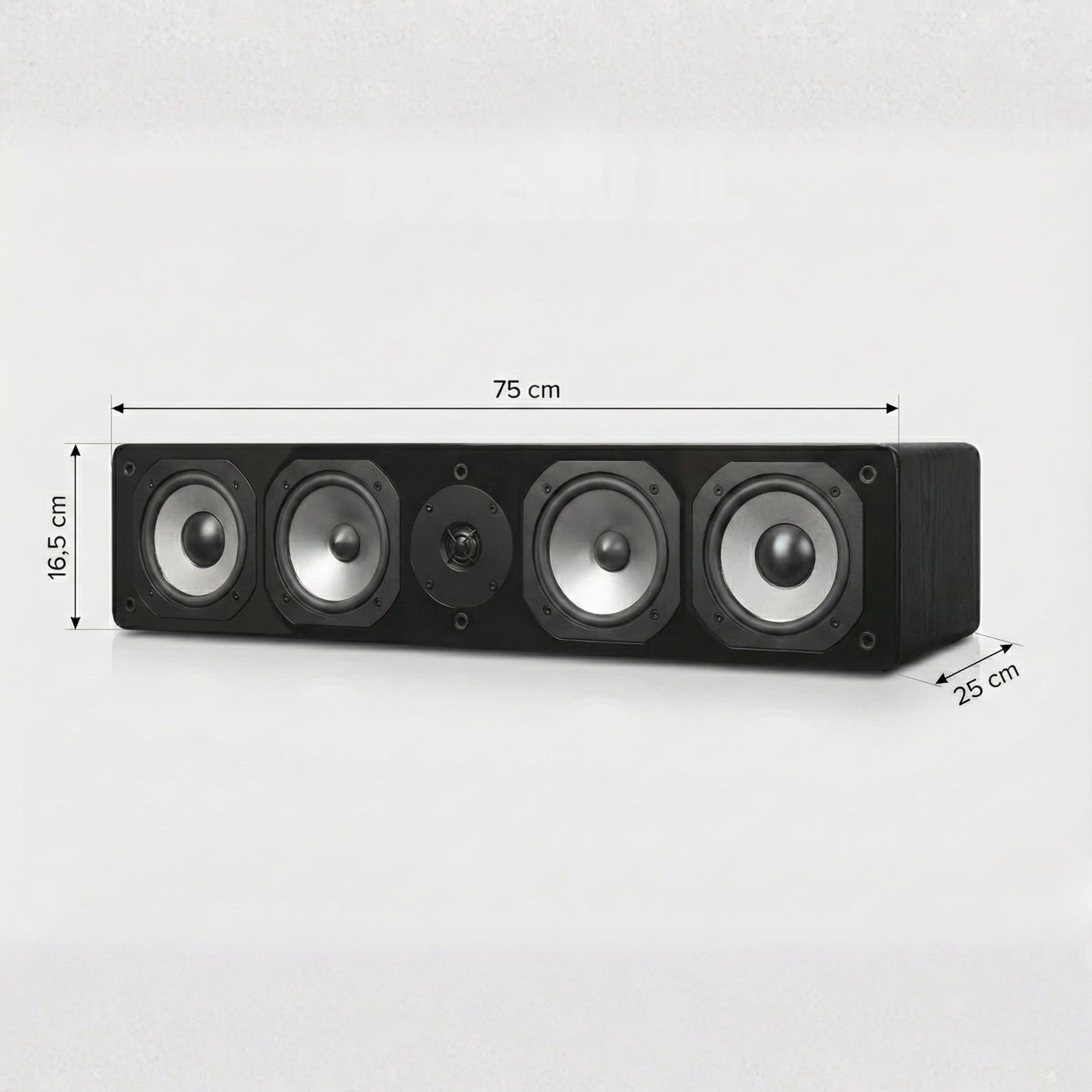 Dynavoice Challenger C-5 XL Rovere Naturale. Diffusore Centrale Passivo 210W 6-8 Ohm. 4x Woofer 5,25″ e Tweeter Super Audio 1″. Home Cinema HiFi. Bass Reflex Posteriore. VESA 10x10.