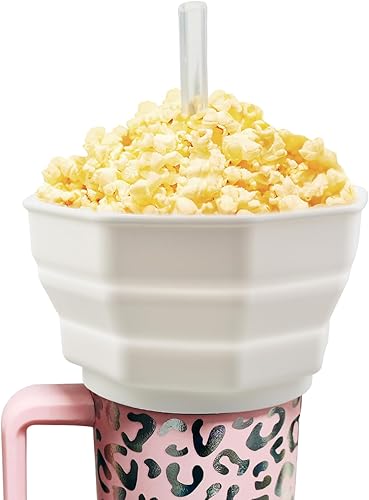 Tazón de aperitivos para vaso Stanley de 40 onzas con asa, accesorios reutilizables compatibles con Stanley Cup 1.02.0, bandeja de silicona adecuada