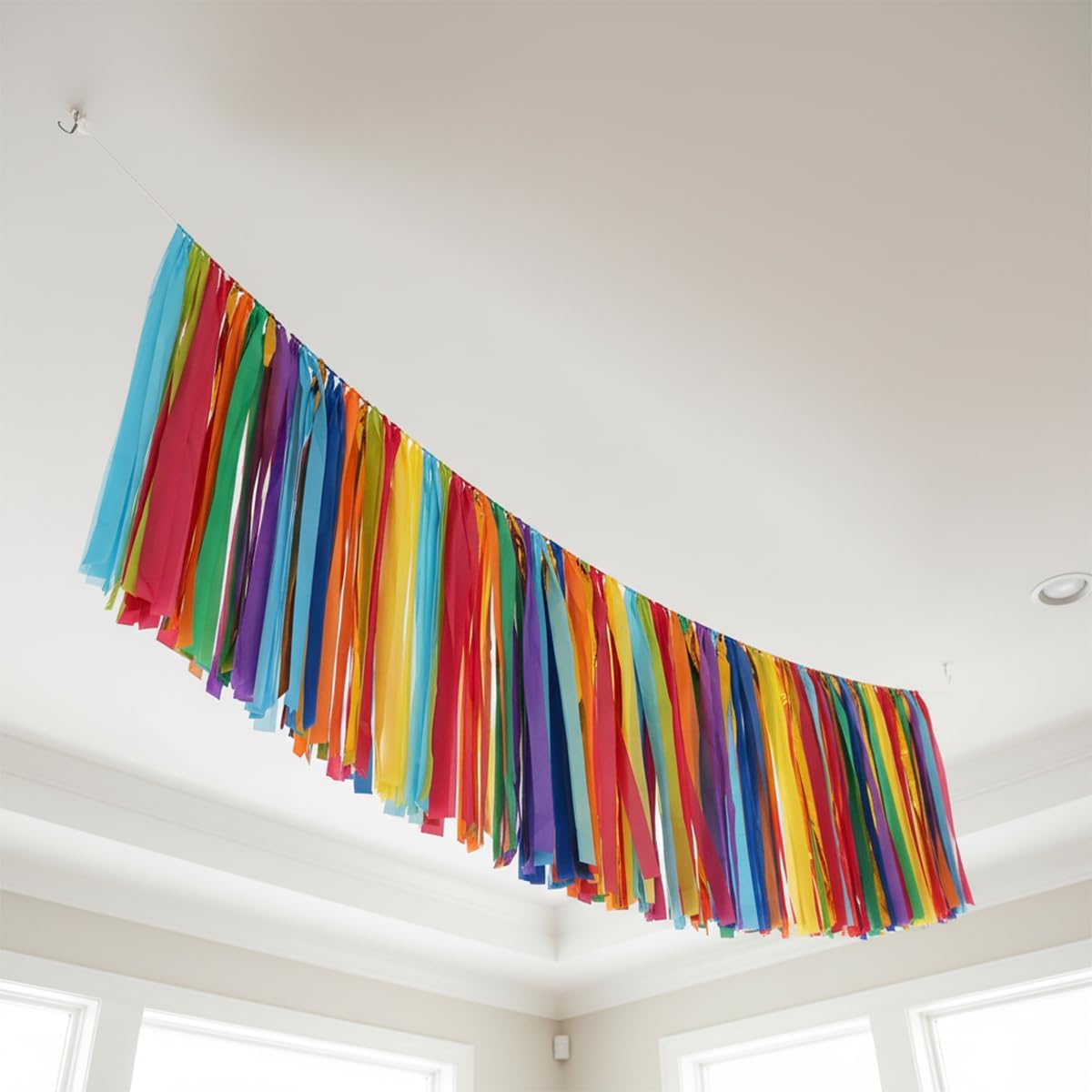 PapaKit 5ft Extra Large Colorful Streamer Fringe Party Backdrop 5ft | Ready to Hang | Vibrant Festive Rain Curtains for Birthday, Fiesta Party Decorations, High-Density Photo Booth Background