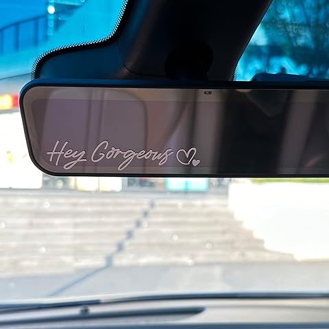 Vinyl Mirror Stickers,4pcs Hey Gorgeous Car Affirmations Silver Decal for Self-Love...