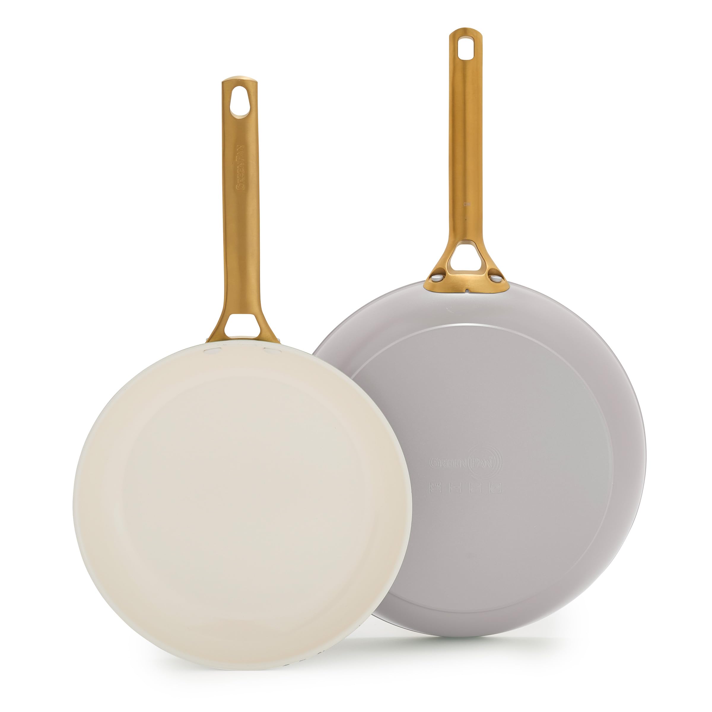 GreenPan Nonstick Reserve Pro 10” & 12” Frying Pan Set, NSF Certified Ceramic, Hard Anodized PFAS-Free Skillets, Stainless Steel Handles, Oven & Dishwasher Safe, Oyster Gray