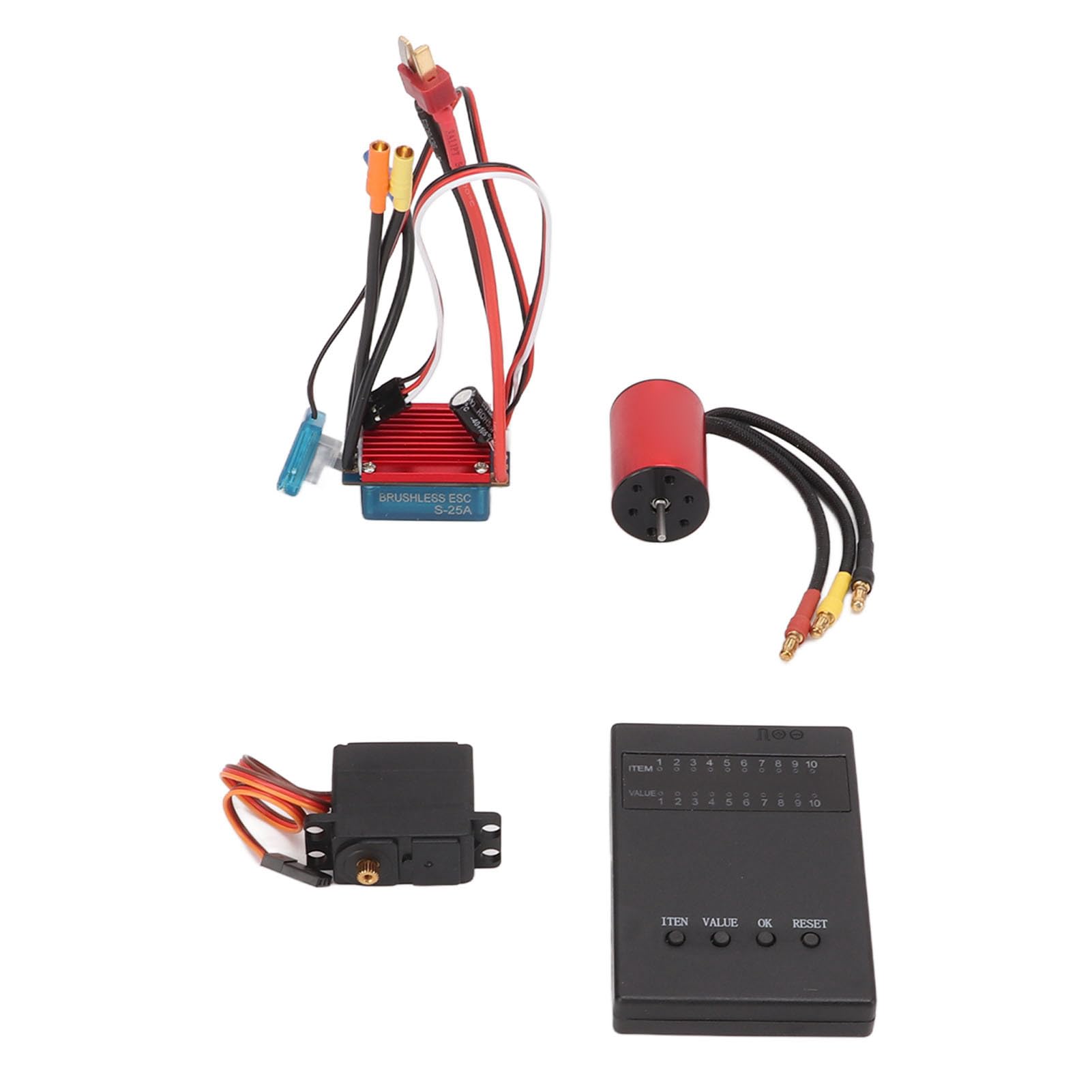 4800KV Brushless Motor 25A ESC Combo mit 2,2 kg Metallzahnrad - Servo, CNC - Aluminiumgehäuse, für 1/16 und 1/18 RC - Auto, inkl. Programmierkarte