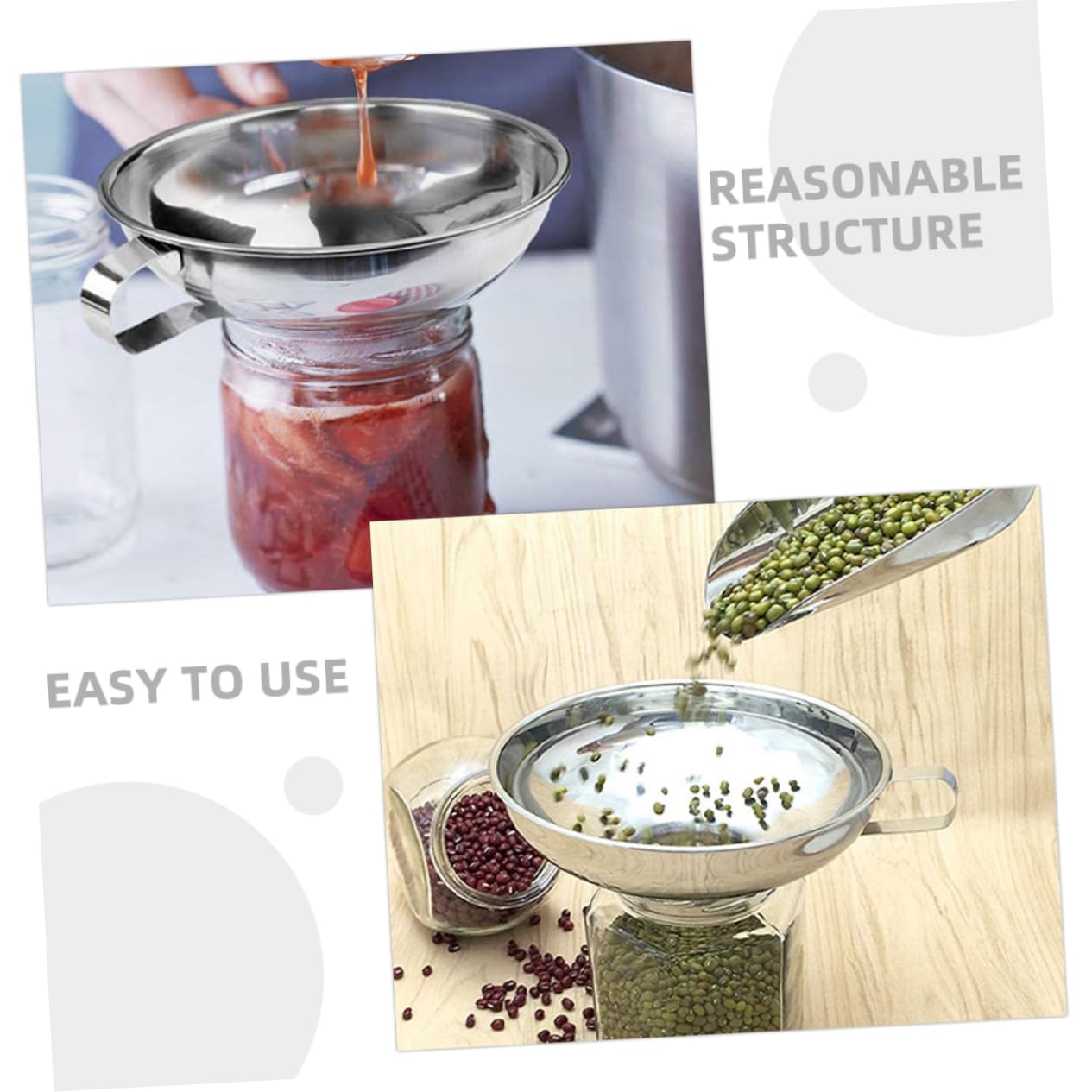 Amosfun 8pezzi Imbuto Inossidabile Per Imbuto Versatile Per Trasferimento Liquidi e Canning Per Marmellate e Condimenti