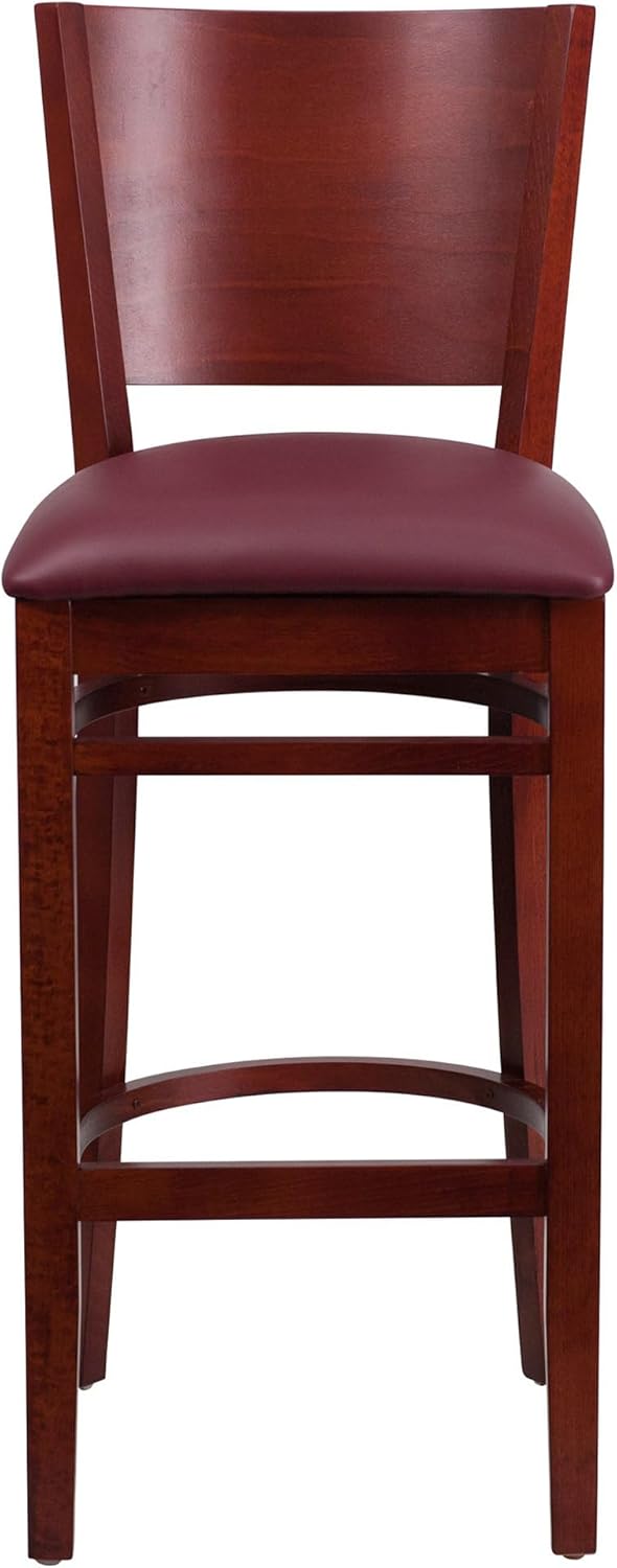 Walnut Solid Back Wooden Barstool with Footrest