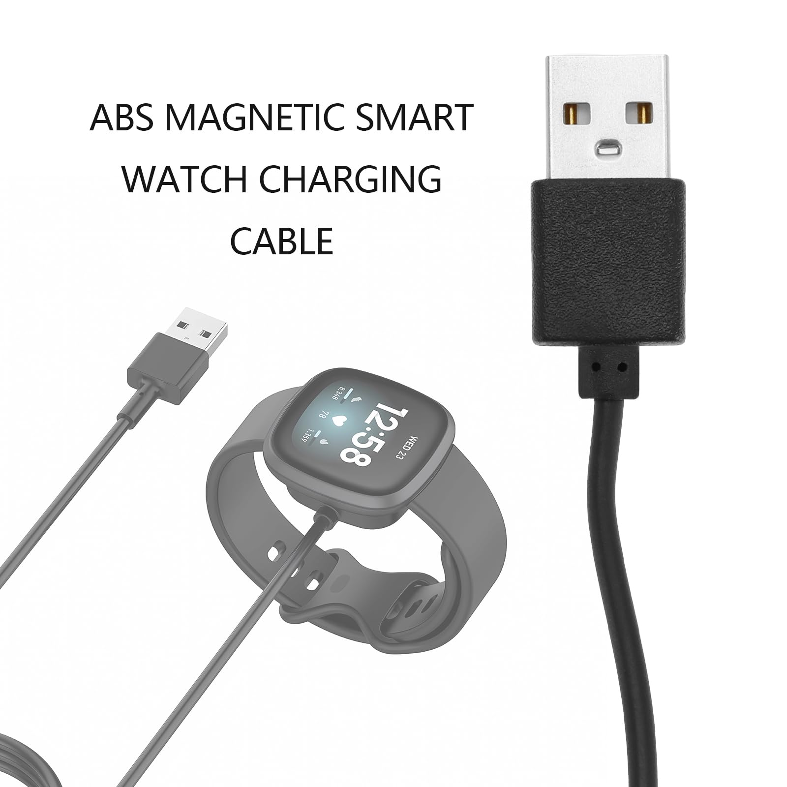 eMagTech 2pcs Charging Cable Smart Watch Charging Cable USB Magnetic Charging Cable Compatible with Fitpolo Compatible with Letfit 60cm USB Charging Cable