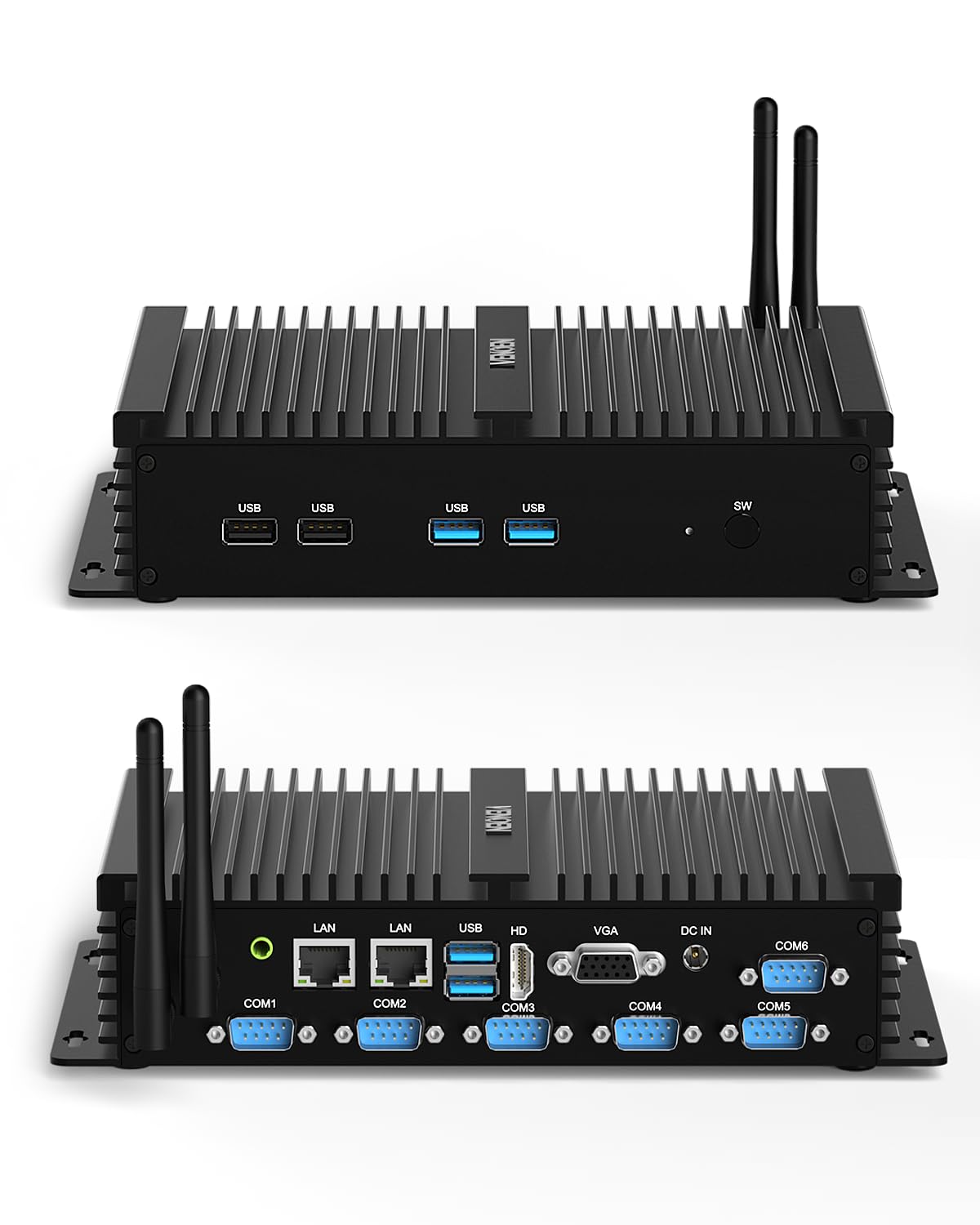 VENOEN Mini PC Industrial, PC sin Ventilador i7, Computadora Industrial, Core i7 8550U, W11 Pro, HD1.4, VGA, 6 RS232 COM, RJ45 LAN, USB, Ranura SIM, WLAN, BT4.0, WOL, Raid, 16GB RAM 512GB SSD