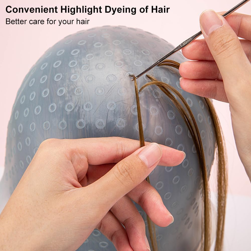 Cuffia per Meches,Cappucci In Silicone Per Tinture Per Capelli,Strumenti Professionali per Parrucchieri,Cuffia Capelli Meches con Ganci,Cuffia Per Capelli Per Meches, per Ragazze Tintura Capelli