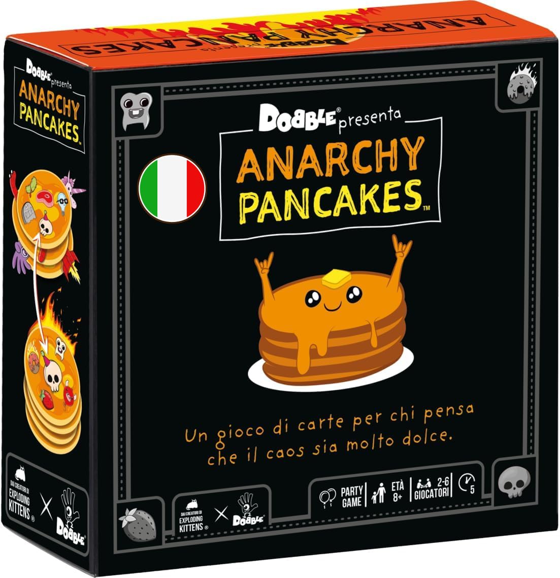 Asmodee - Dobble Anarchy Pancakes Card Game, 2-8 Players, 6+ Years, Italian Edition