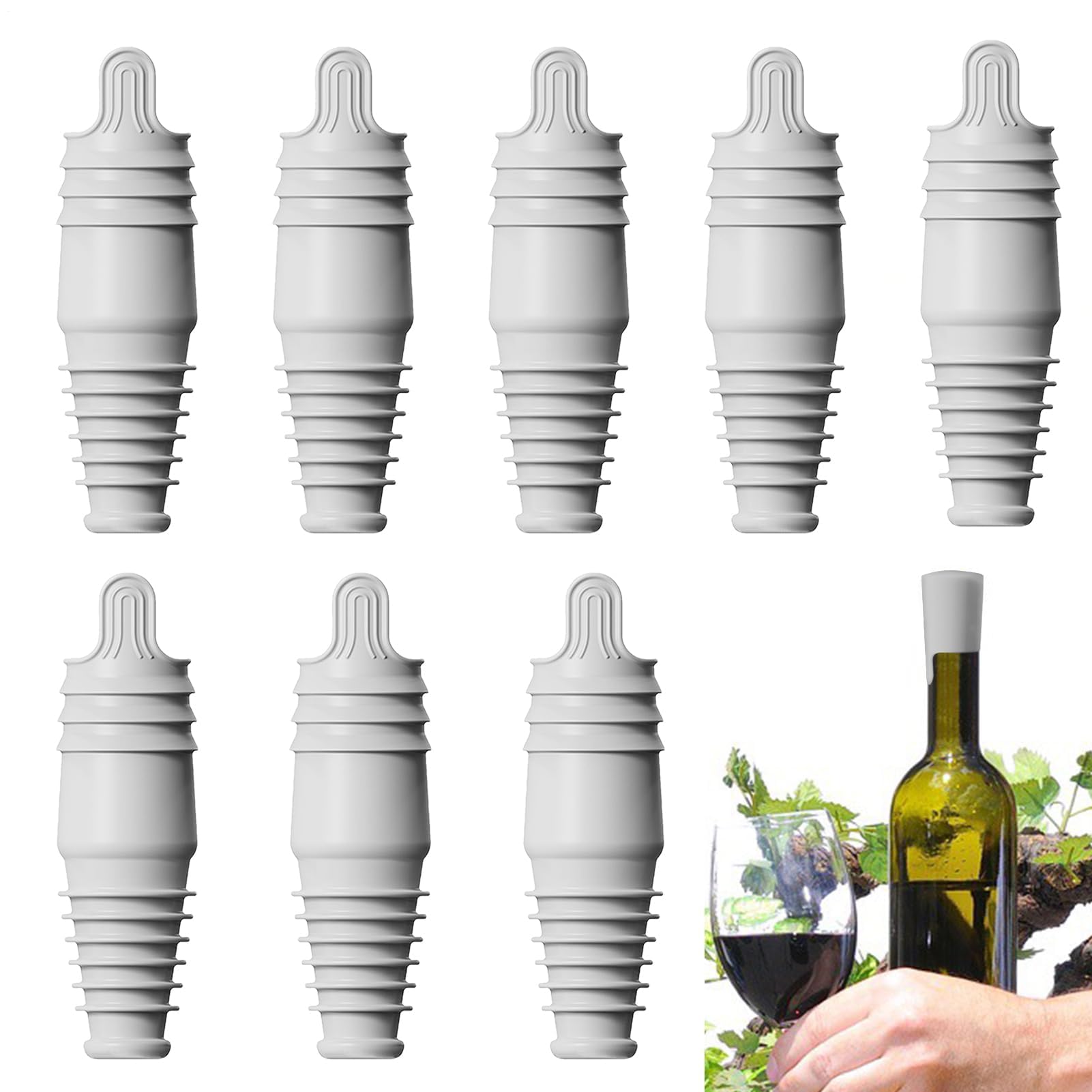 Muiltvoe Wine Stoppers for Wine Bottles - Reusable Soft | Silicone Bottle Stopper - for Champagne Drink Travel Home Bar Party Dining Restaurant Kitchen