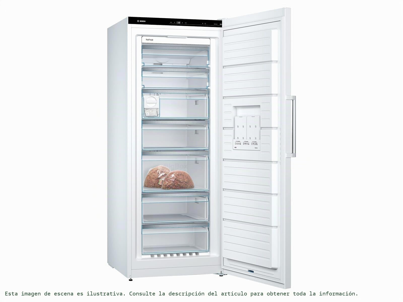 Bosch GSN54AWCV Serie 6 - Congelador XXL (176 x 70 cm, extra ancho, 327 L, NoFrost nunca más descongelar, iluminación LED uniforme, espacio para grandes congeladores)