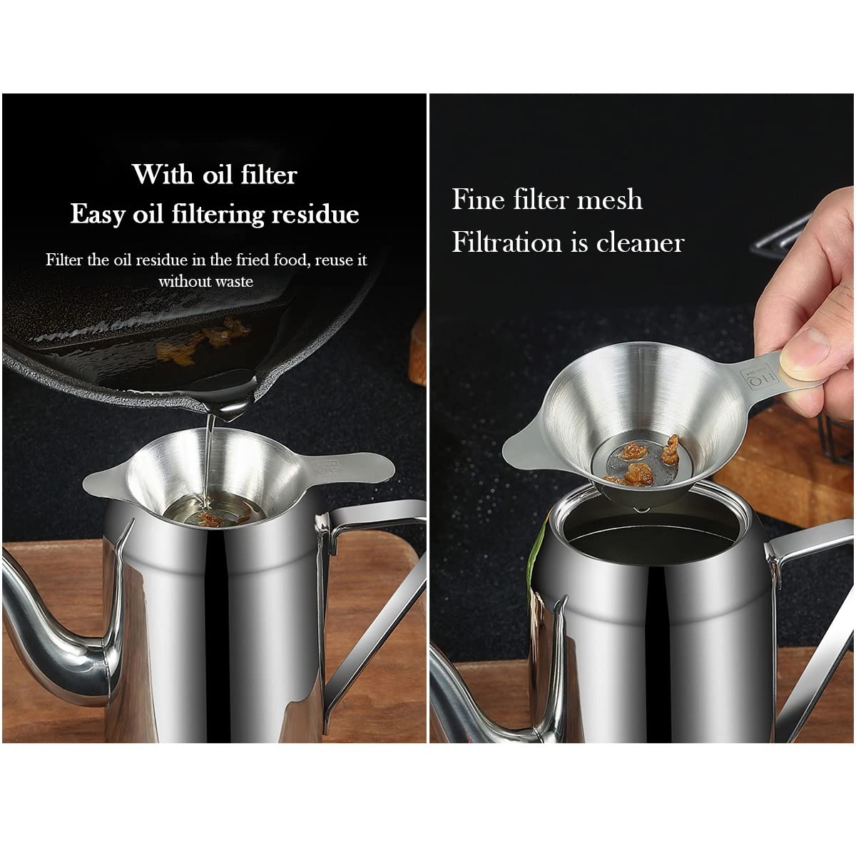 Dispenser per olio da cucina, bottiglia di olio d'oliva a tenuta stagna per salsa di soia e aceto, pentola in acciaio inox con design antigoccia, contenitore per olio da cucina
