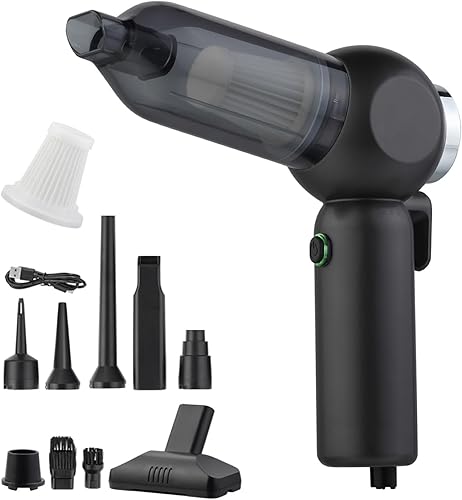 Aspiradora de mano para automóvil, 6 en 1, aspiradora pequeña inalámbrica multifunción de 17000 PA, portátil ajustable con motor sin escobillas para