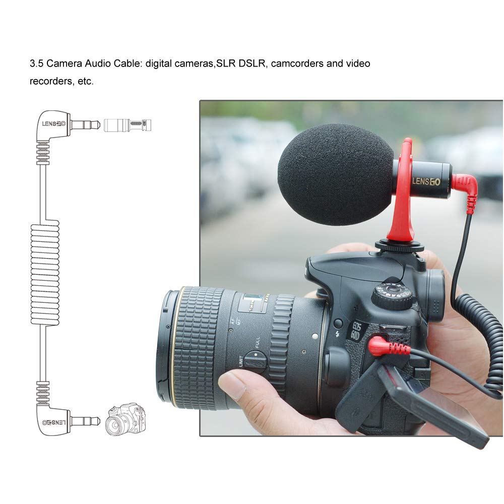 Docooler LENSGO LYM-DMM1 Micrófono de Condensador direccional cardioide Micrófono de Video Universal con Parabrisas de Esponja a Prueba de Golpes para Canon Nikon Sony DSLR/ILDC Grabadores de Video