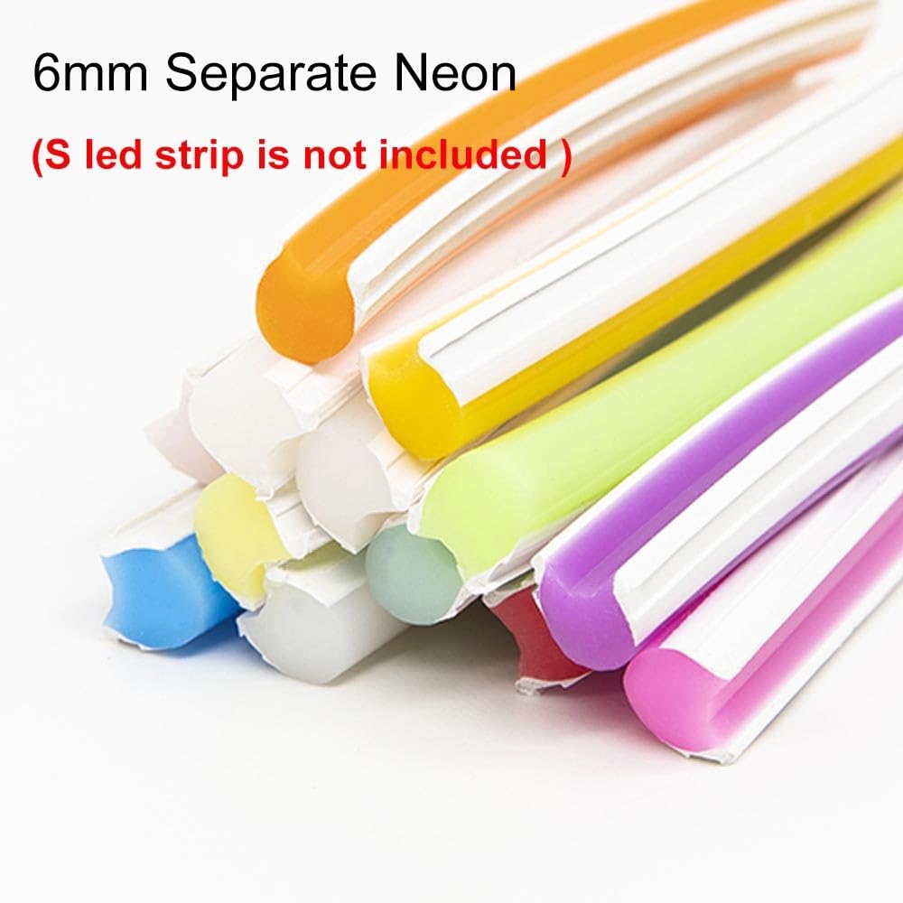 Difusor flexible y plegable, Tira de neón flexible 6 mm Canal 1-10 m Vista 120 grados 10 colores Letreros DIY(Lemon Yellow,10meters)