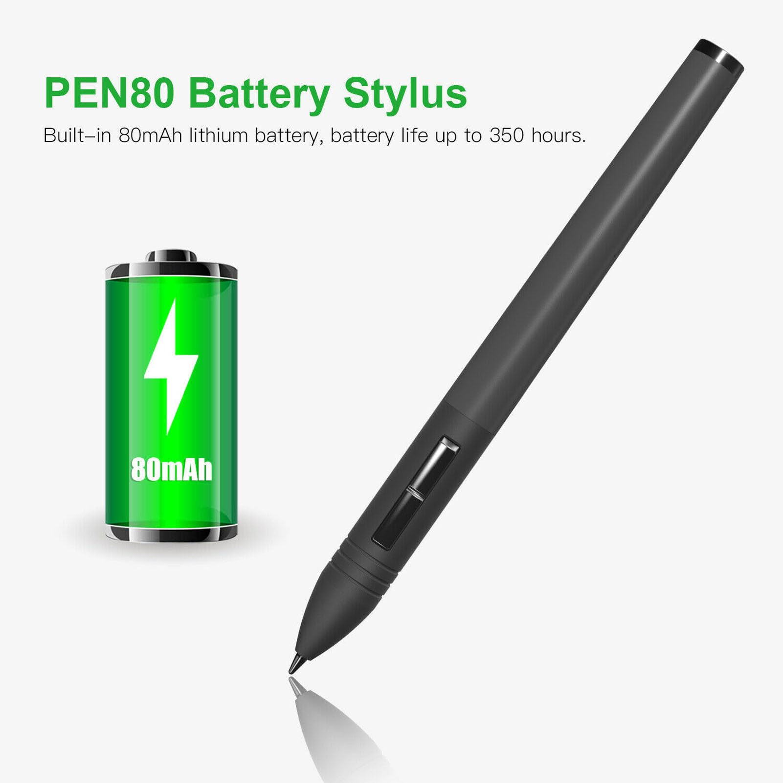 P80 Penna Digitale Penylus per Tablet da Disegno Grafico, Risoluzione 5080lpi 8192 Livello di Pressione 233PPS Risposta Rapida Tablet Grafica Portatile Penna per K58 W58 H58L 420