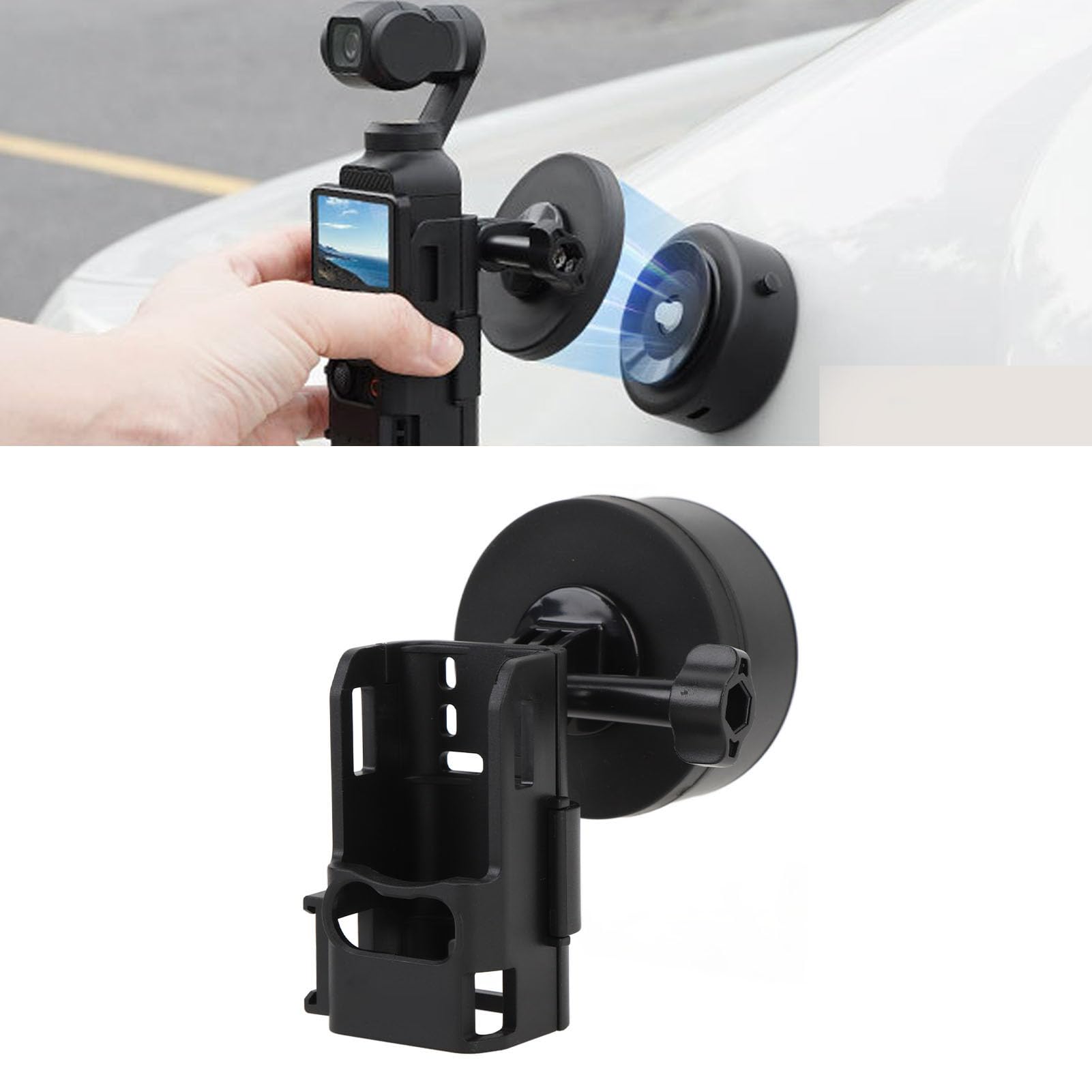 Jiawu Soporte Magnético de Doble Cara para Teléfono con Ventosa de Vacío para Automóvil, Soporte Magnético Fuerte para Teléfono Inteligente y Action CAM 3, para de Consola Central de Aleación de
