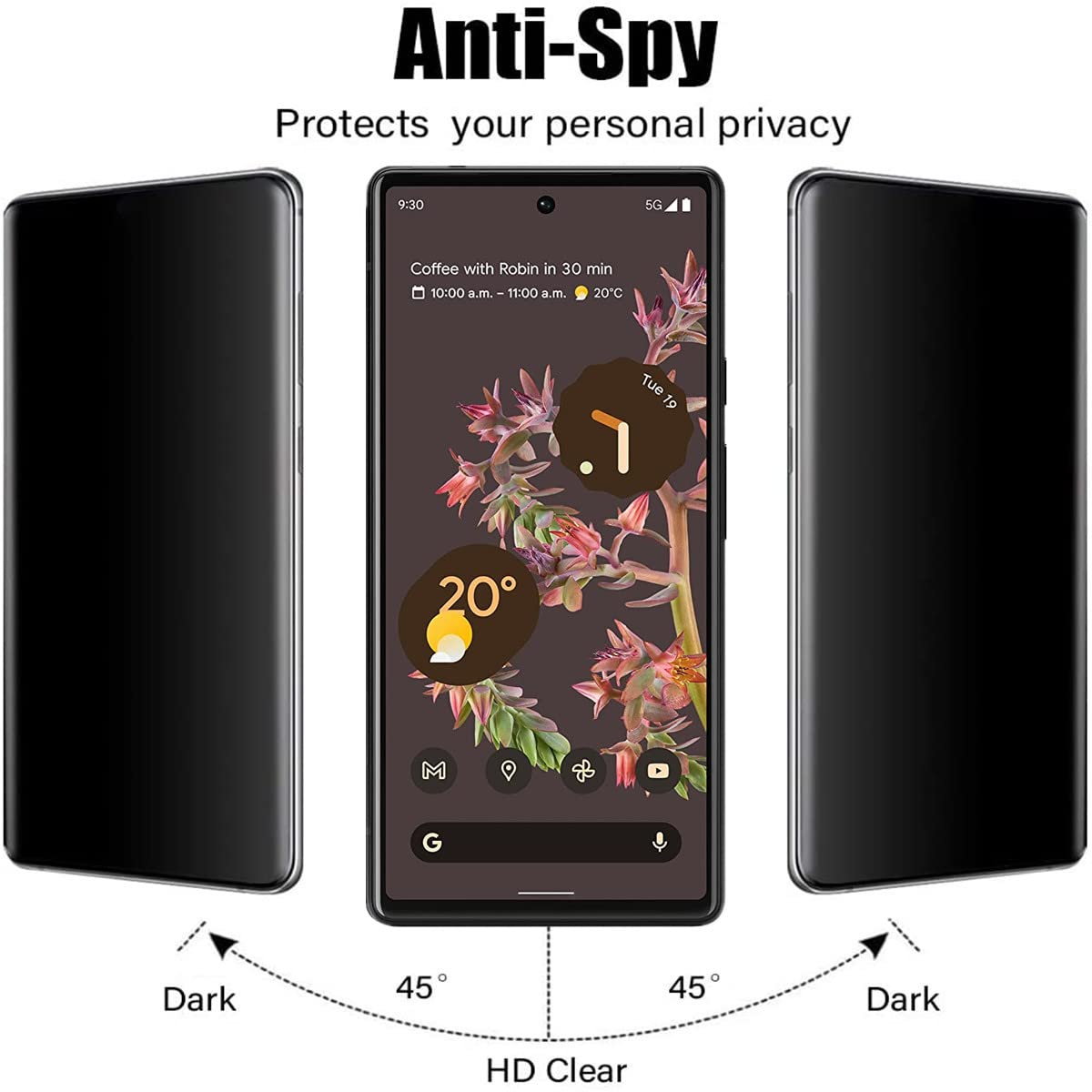 Amazon.com: AISELAN for Google Pixel 6 Privacy Screen Protector,[2