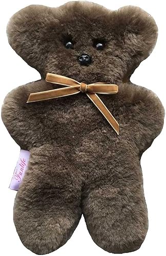 Miniatura 10 de funlife Oso de peluche plano de piel de cordero suave 100% australiana para regalo de cumpleaños de bebé, oso natural para bebés, crema