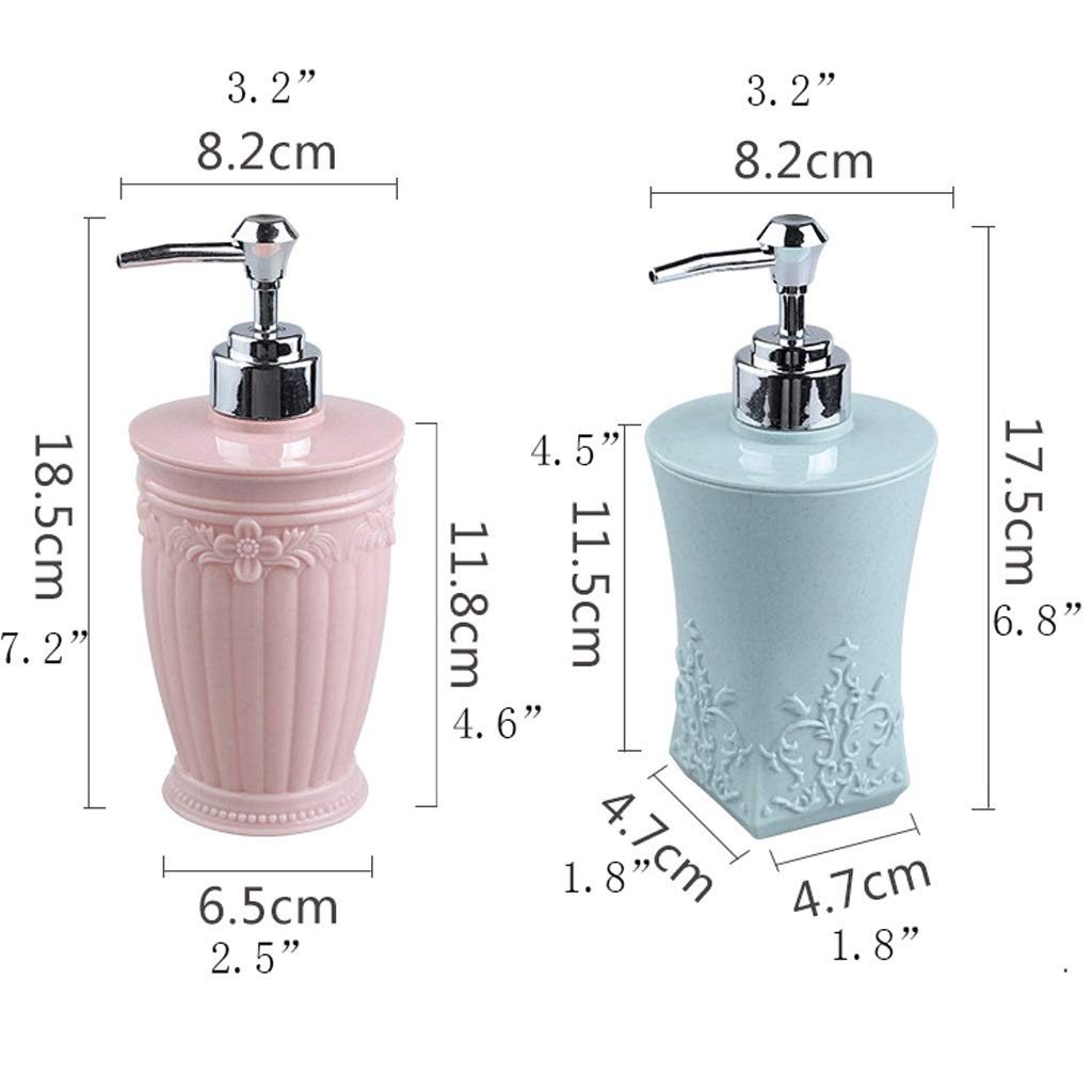 Distributori di sapone da banco, distributore di sapone ricaricabile, flacone di pompa per sapone quadrato rotondo per mobiletto del bagno, distributore di sapone da banco da 13,5 once (rotondo rosa)