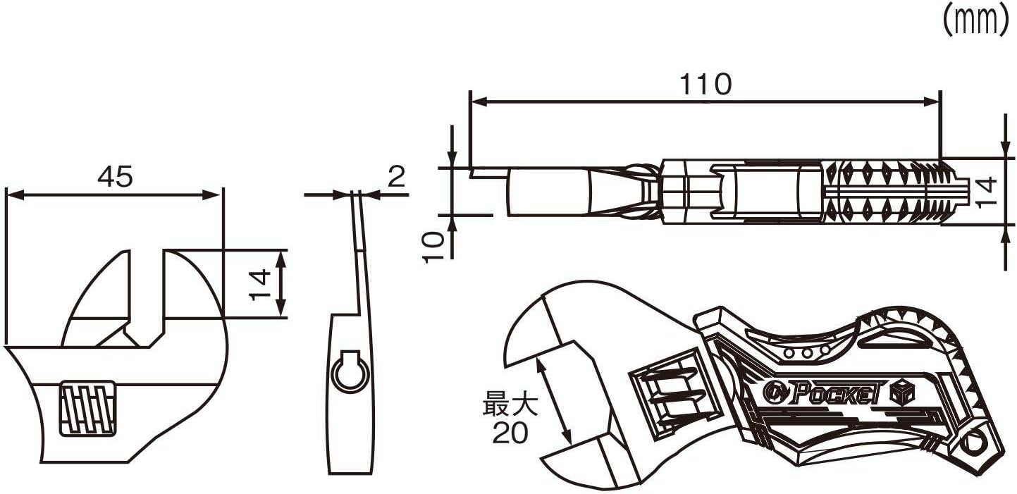 ENGINEER TWM-06 Engineer Monkey@Pocket, Thin Tip, 4.3 inches (110 mm)