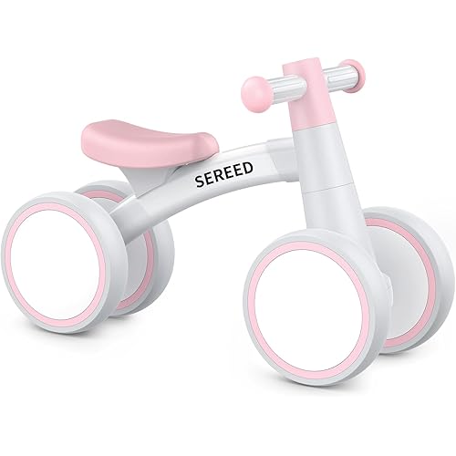 SEREED Baby Balance Bike for 1 Year Old Boys Girls 12-24 Month Toddler Balance Bike, 4 Wheels Toddler First Bike, First Birthday Gifts