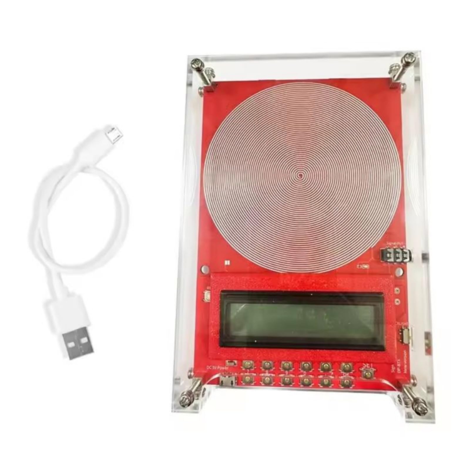 Generador Ondulaciones con Carcasa Acrílico Alta Precisión Generador Resonancia Compacto para Laboratorio, Estudio, Rojo